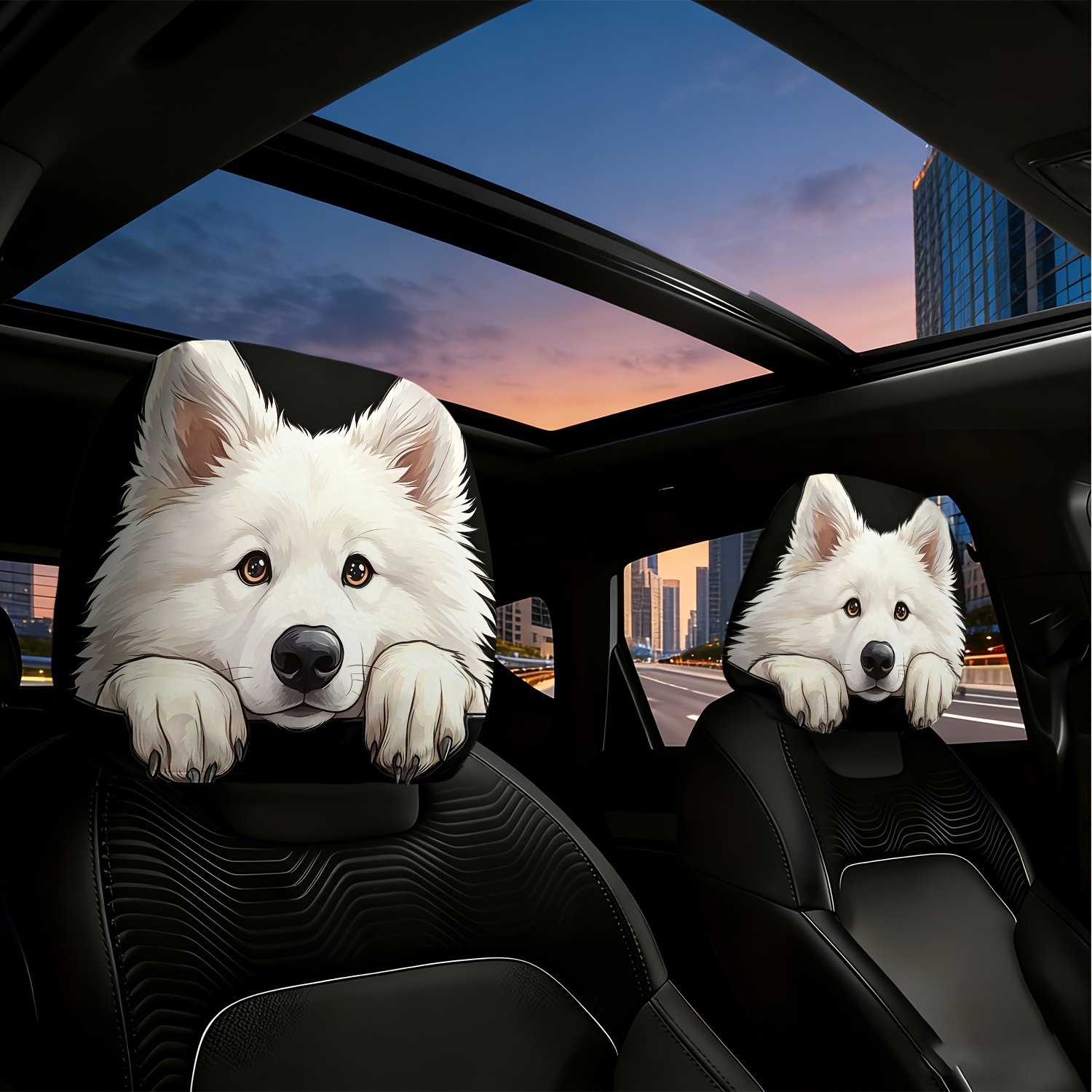 TEMU 2pcs Cute Peeking Print Car Headrest Covers - Fit Suitable For Cars, Trucks, Suvs, Washable Headrest Protectors With , Durable Comfortable