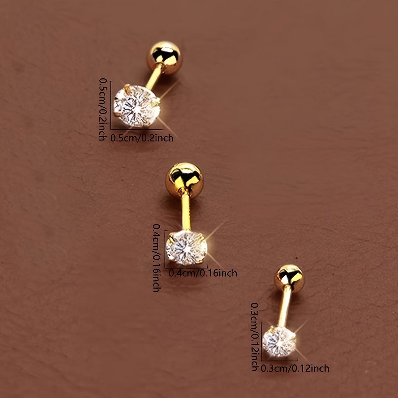 Retro Stainless Steel Ear Stud Set with Zirconia Inlay