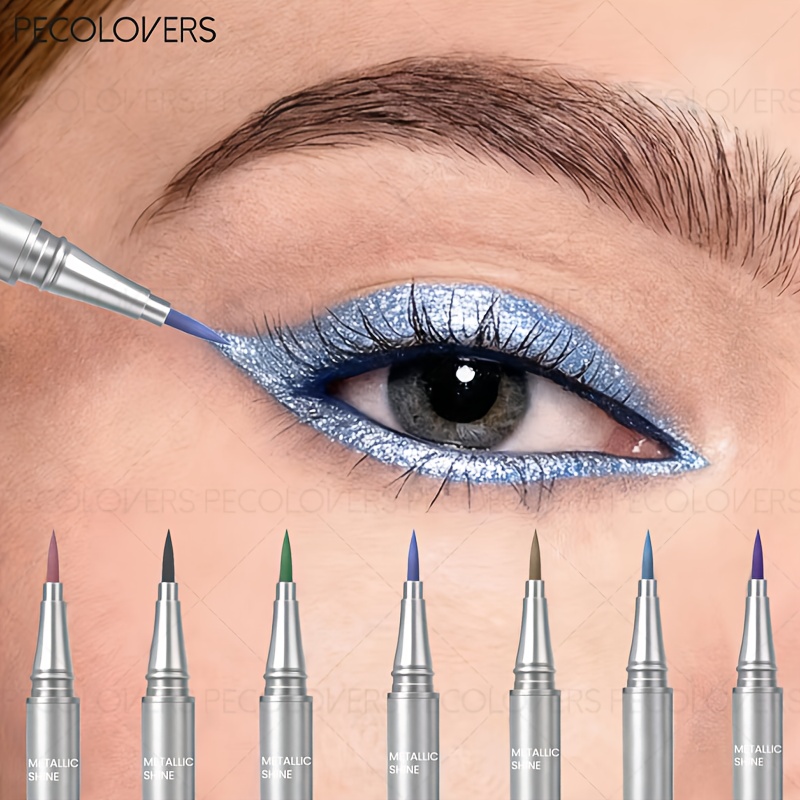 1pc metallic blue green copper eyeliner high pigmented non fading smudge proof waterproof   eyeliner pencil metallic shimmer for    
