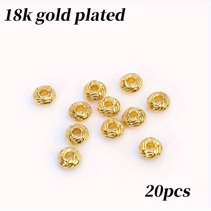 20pcs Brass Round Pineapple Texture Beads - Making Supplies, Woven Bead Spacers For Necklaces, Bracelets, Earrings, Keychains - Durable Grain Beads For Crafting &