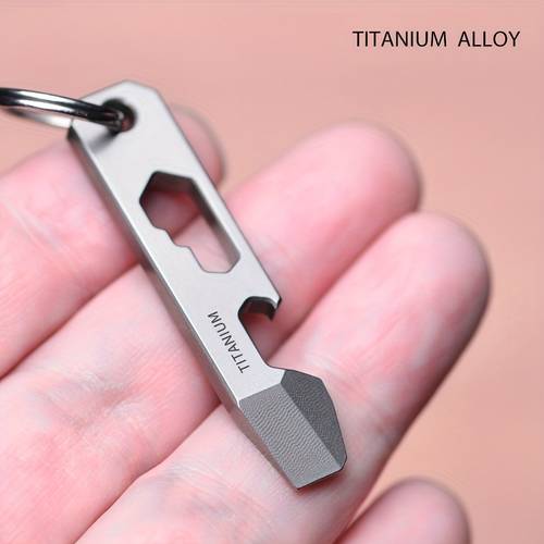 Artikelbild 1 stück schwerlast-titanlegierung schlüsselanhänger mit flaschen-/kartoffelschneider, hebelwerkzeug – multifunktionaler edc-schlüsselring, korrosionsbeständig, kompakt & alltags-equipment für camping, fitnessstudio, – (grau), schlankes metallfinish, langlebige konstruktion, outdoor-enthusiasten
