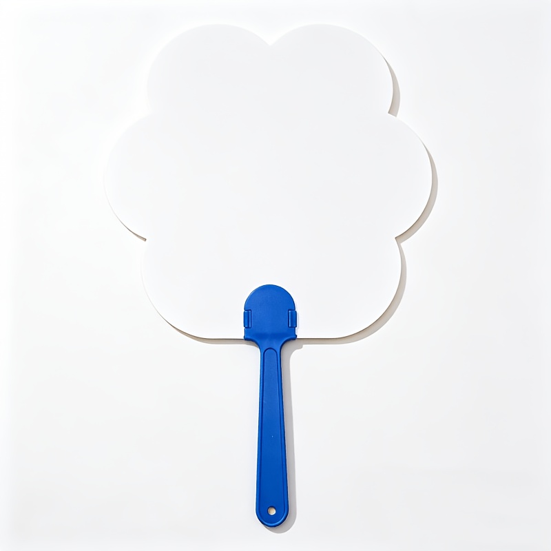 Image of Blank White Paper Fans 10pcs, Detachable Plastic Handle, Easy To Paint Folding Fan For Diy Craft Wedding Party Guest Favors Group Activity