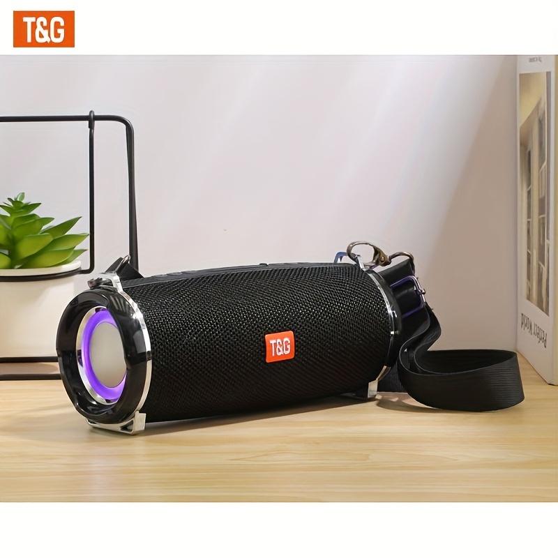 TEMU Altavoz Inalámbrico Portátil de Potencia TG192, de con Correa, Con Luz LED Intermitente, Se Puede a Teléfonos Móviles/Tabletas/TVs, Admite