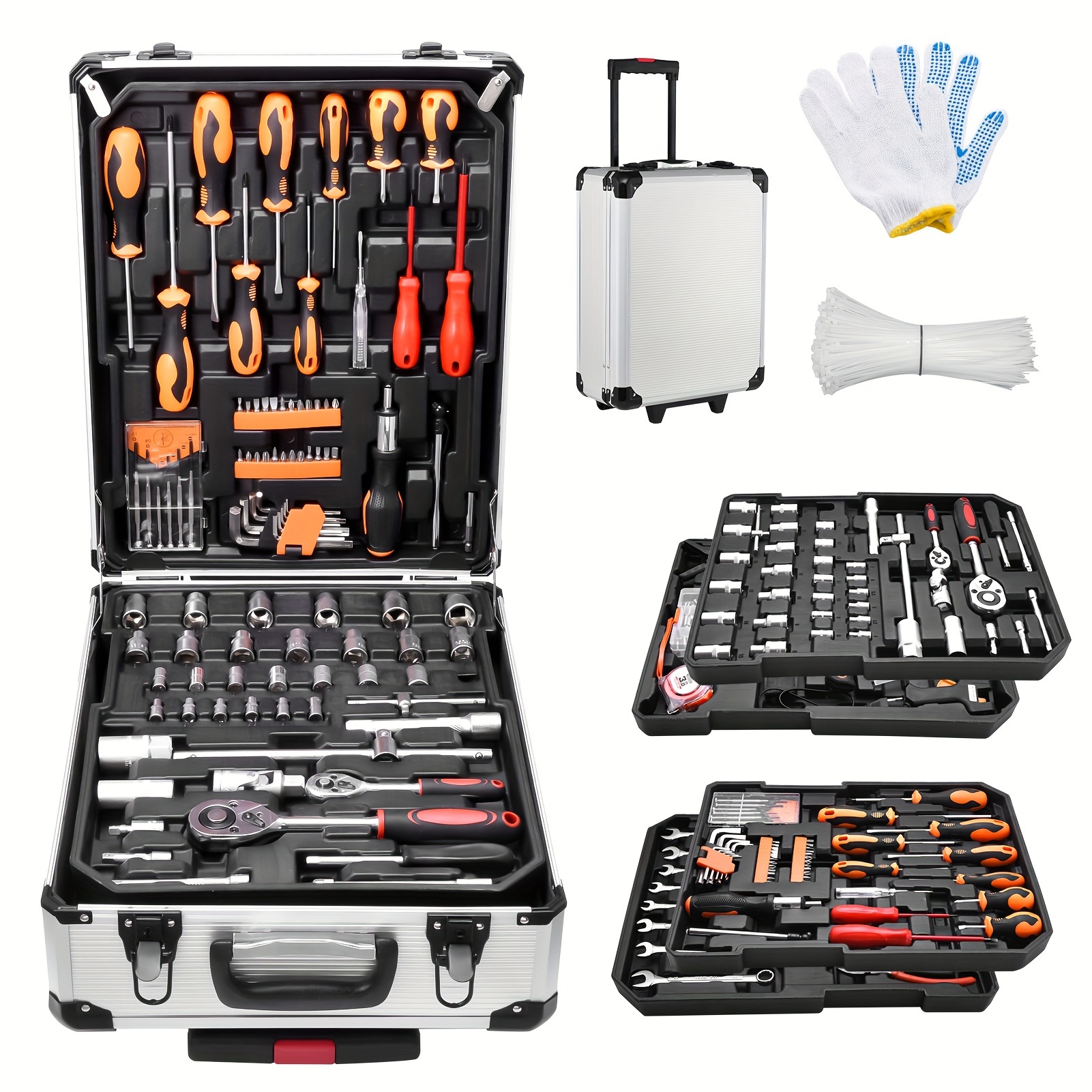 Tool Box Set Tool BoX, Portable Tool Cart, Garage Tool Storage Cabinet With Wheels,   Locking System Toolbox, Without Battery