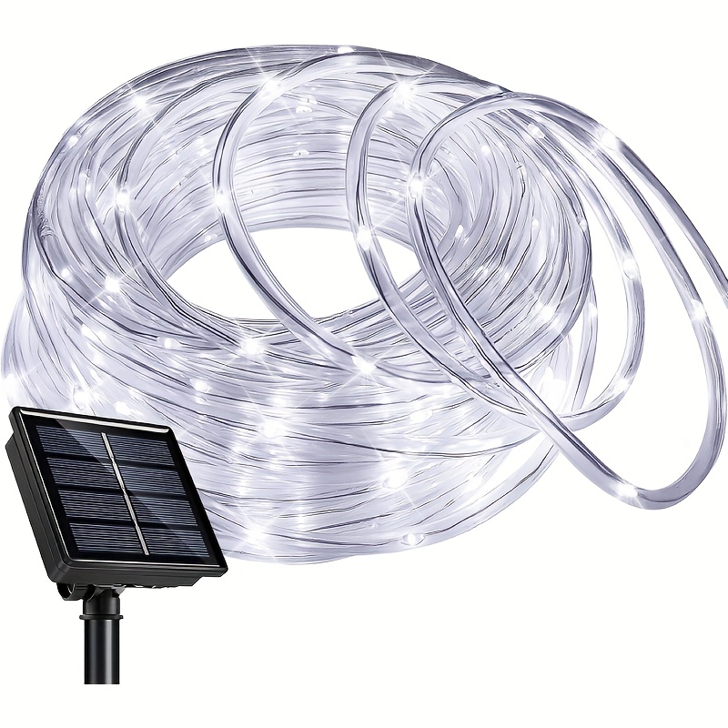 TEMU Solar Rope Lights, 34 Feet 100 Led Solar String Lights Outdoor Ip 65 Waterproof 8 Solar Fairy Lights Tube Lights Garden Christmas Lights