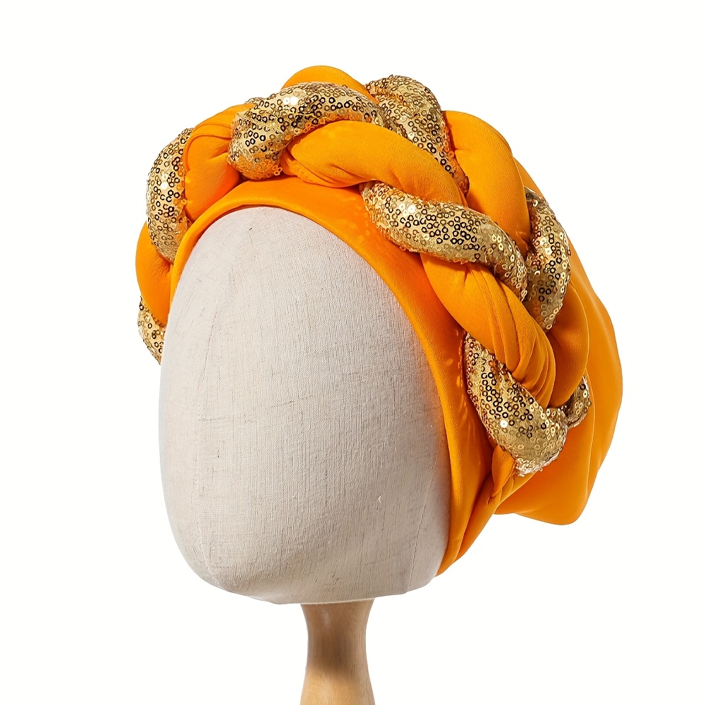 Elegant Yellow and Orange Headwrap Amazon.com: Women Twisted Braid Wrap Turban Hats Patchwork  main image 4