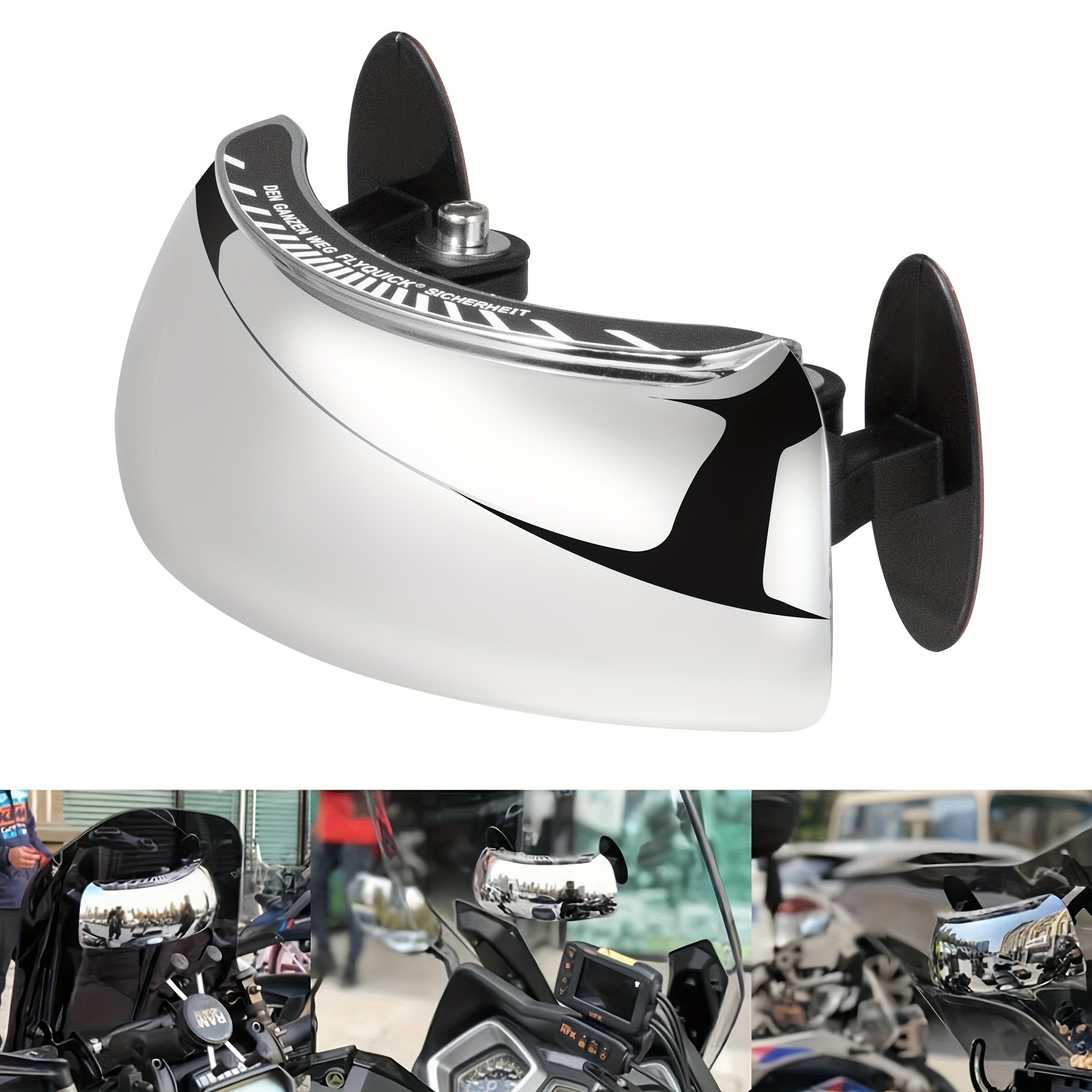 

180° Wide-angle Motorcycle Rearview Mirror - Enhanced Viewing Convex Reflector, Durable Abs Material