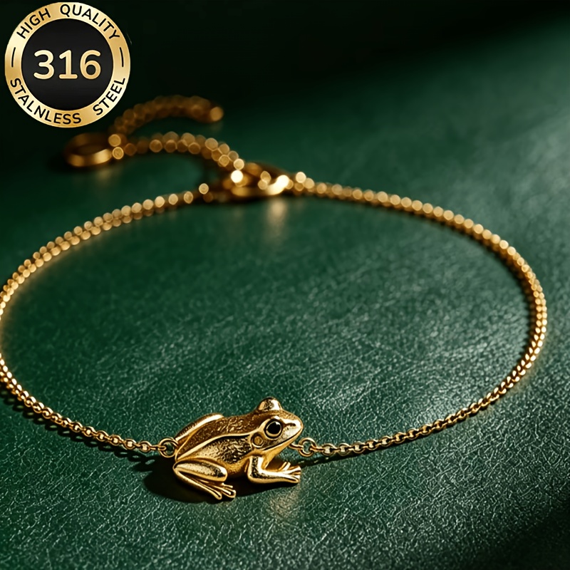 TEMU Plated Frog Bracelet - Bohemian Retro Frog Pendant Suitable For Daily Wear, Parties, Music Festivals, Gift, Chain Accessory For Wear