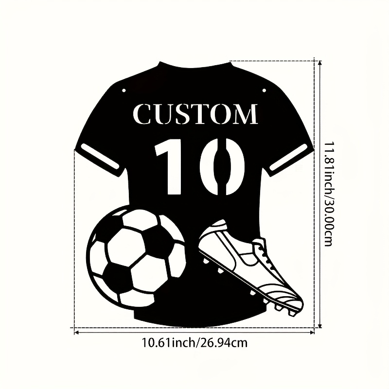 Image of Custom Metal Football Jersey And Shoes Wall Art, Personalized Name And Number, Suitable For Living Room, Porch, Terrace Farmhouse Decor | Unique Gift Idea, Sports, Metal Material, No Power Needed