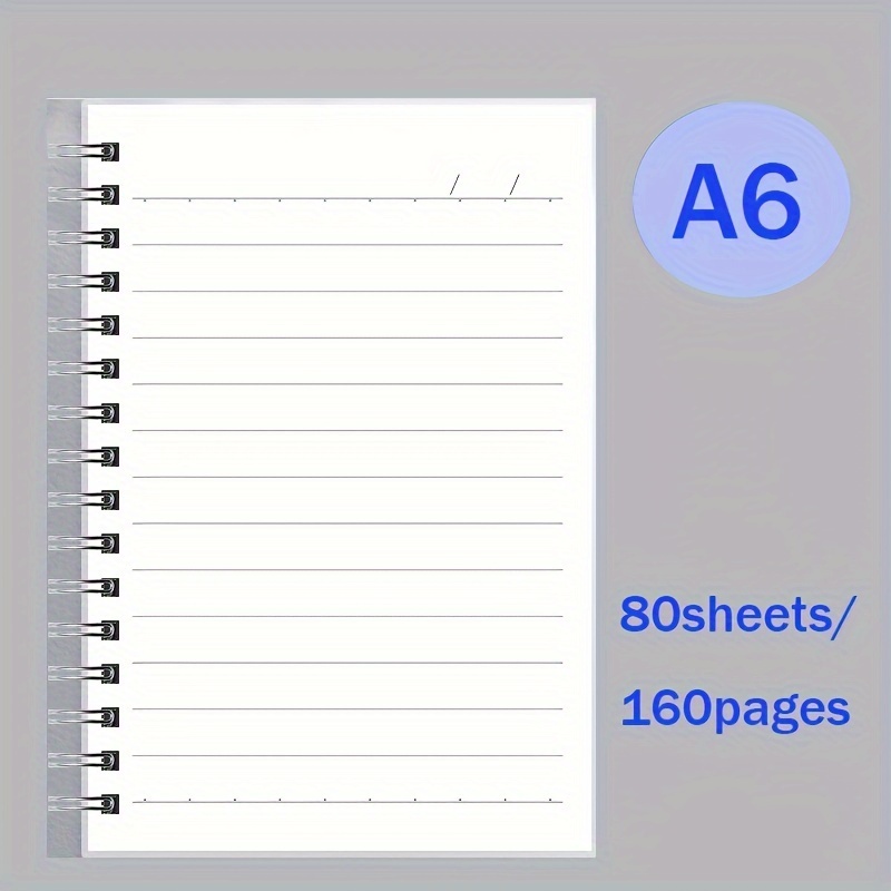 TEMU 1pc A6 80 Sheets/160 Pages Pp Thickened Side Page Turning Coil Thickened Notebook Spiral Notebook, , Flap Type Design Study, Work, Travel And