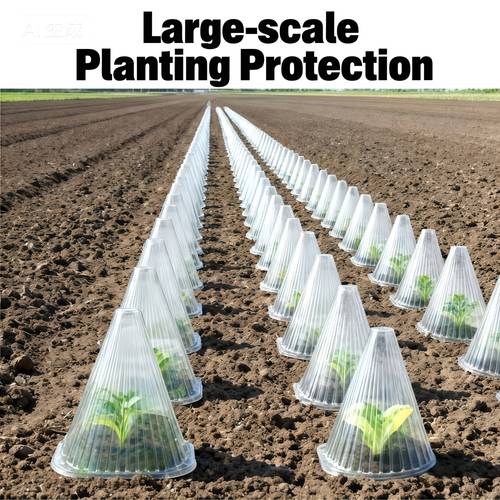 100 high quality heavy duty clear plastic plant protector cloche plant moisture cover plant germination anti frost cover protects plants from animals with vertical for light and support anti frost and bird repellent