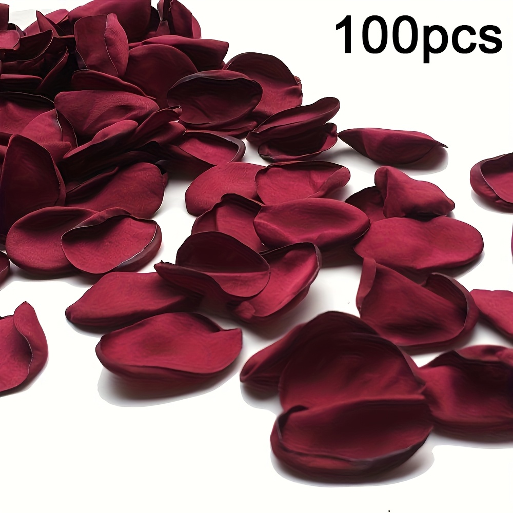 Image of 100pcs Rose Petals Burgundy Flower Petals Artificial Flowers For Bridal Shower Romantic Night Wedding Aisle Table Centerpieces Reception Tables Decorations (wine Red)