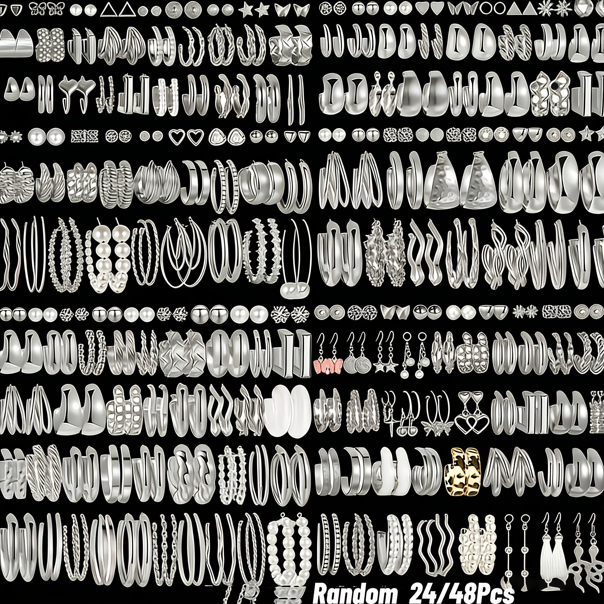   Of 48 Pairs Of Stylish, Minimalist Alloy Earrings,   Everyday Wear, Holidays, Parties And As Festive Gifts