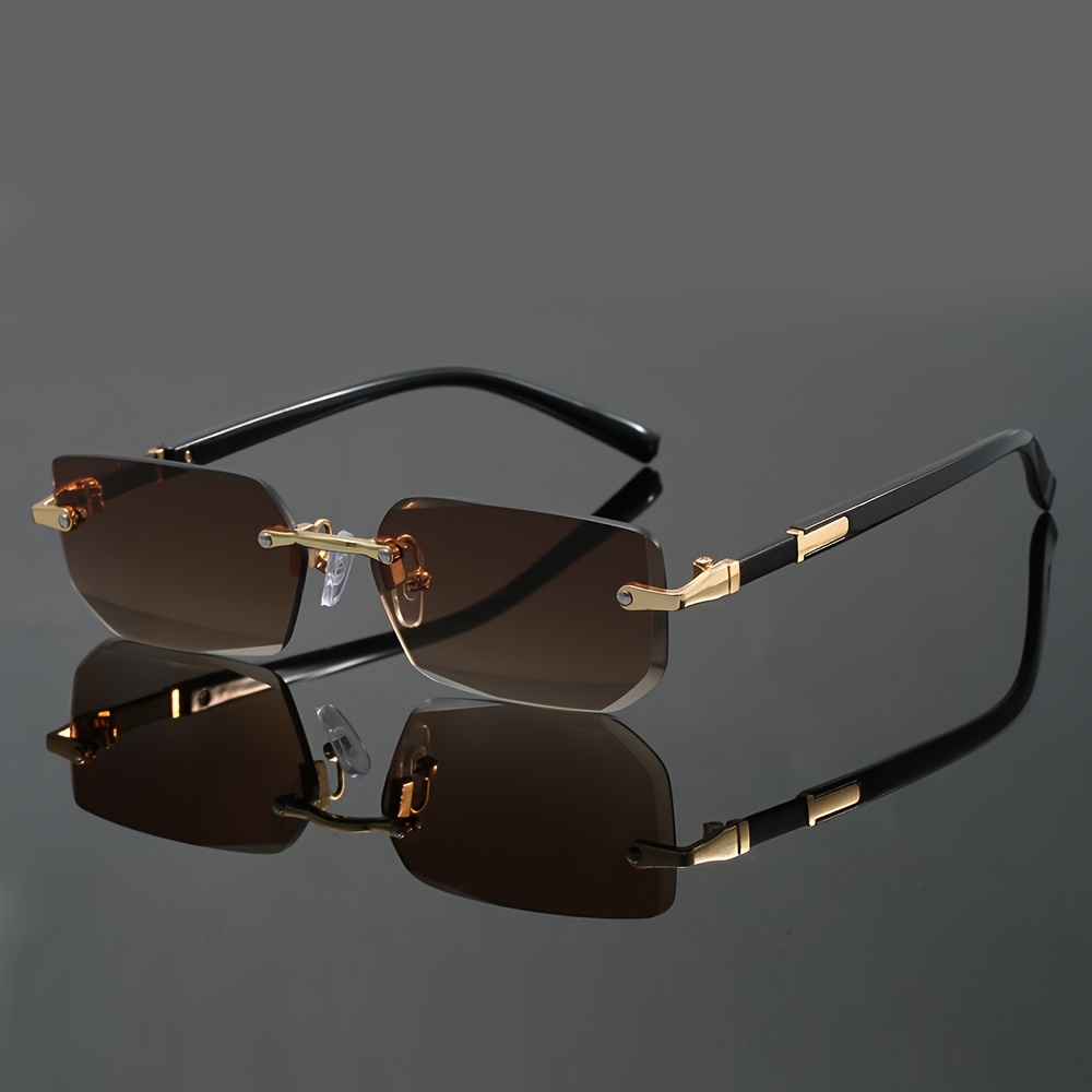 Image of Men's And Women's Vintage Classic Trendy Fashion Y2k -color Rimless Decorative Sunglasses, Holiday Gift