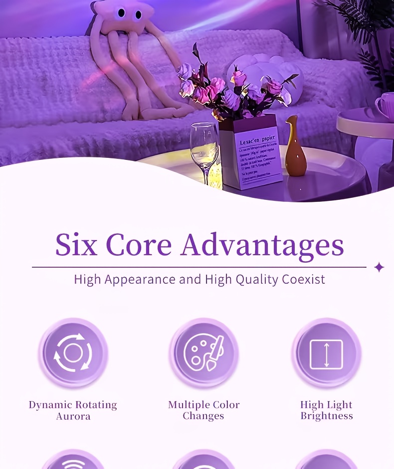 RGB Multicolor Ajustabil Efect Aurora, Potrivit pentru Decorarea Dormitorului și a Tavanului, Materiale de Înaltă Calitate și Măiestrie Exquisită, Perfect pentru Living, Camping, Nuntă și Decor Tavan Petrecere, Cadou Surpriză Ideal de Ziua de Naștere