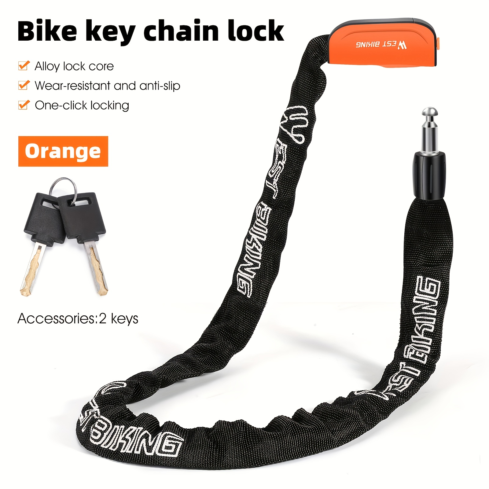TEMU West Biking Bike Chain Lock - Anti-theft, Password Reset And Anti-rust Length | Fits Bicycles, E-bikes, Motorcycles (outdoor Use, For Gates And