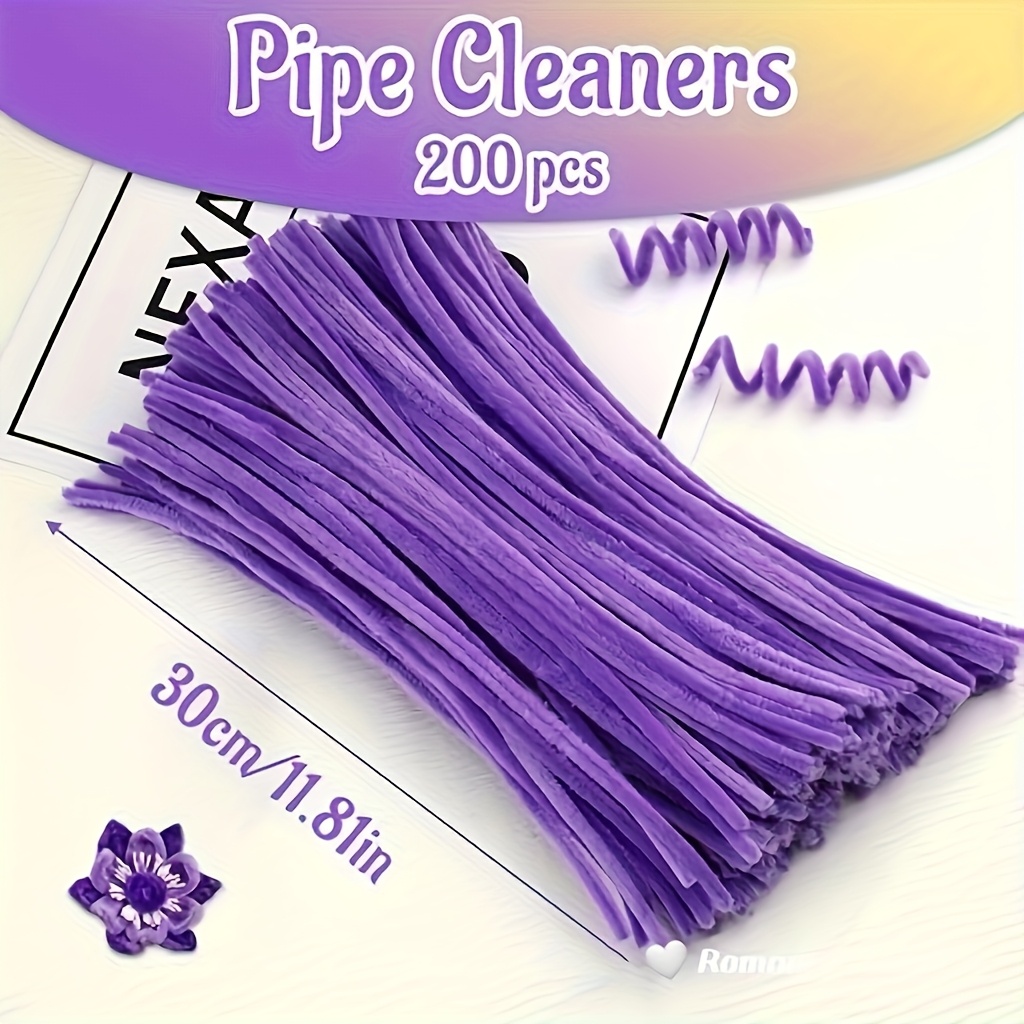 TEMU 200pcs Purple Nylon Pipe Cleaners - Soft, Flexible & Durable For Crafts, Diy Projects, And Home Decor - Ideal For Art, Jewelry Making, And