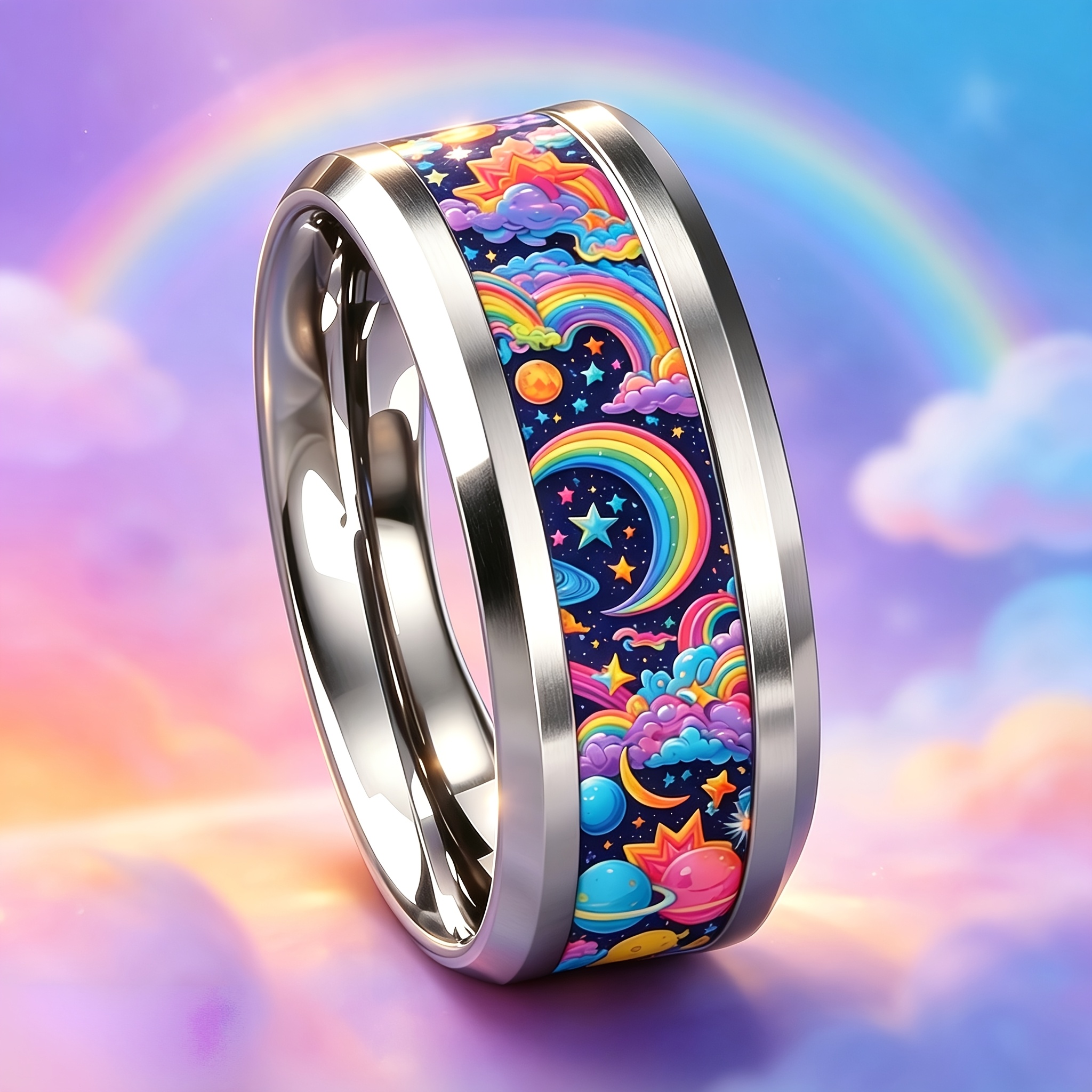 Wide-band 304L Stainless Steel Scratch-Resistant Ring
