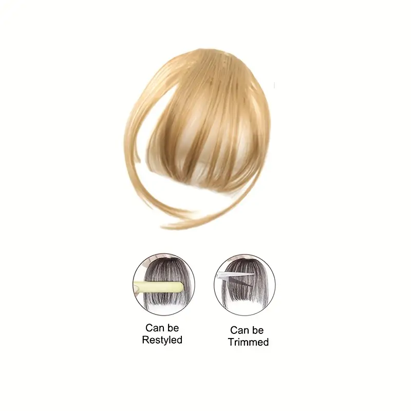 hair accessory featuring sideburns and bangs wig with clip on fringes everyday clip for women with bangs details 2