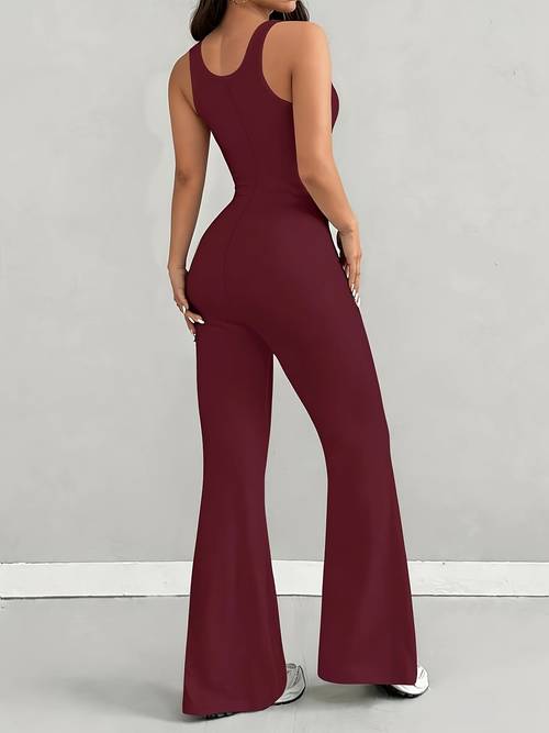 womens jumpsuit fitted casual u neck solid color minimalist fashionable comfortable fit outdoor street commuting beach parties y2k summer multifunctional elastic vest and bell pants