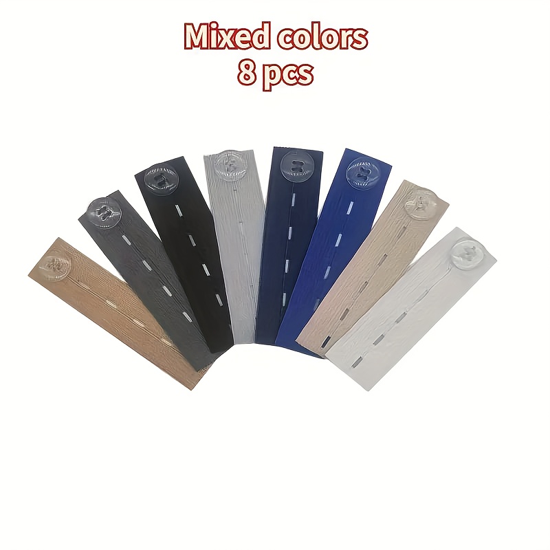 8pcs Adjustable Elastic Belt Extenders, Mixed Colors - Durable, Stretchy, Seamless Waistband Expanders For Jeans And Pants With Button Design