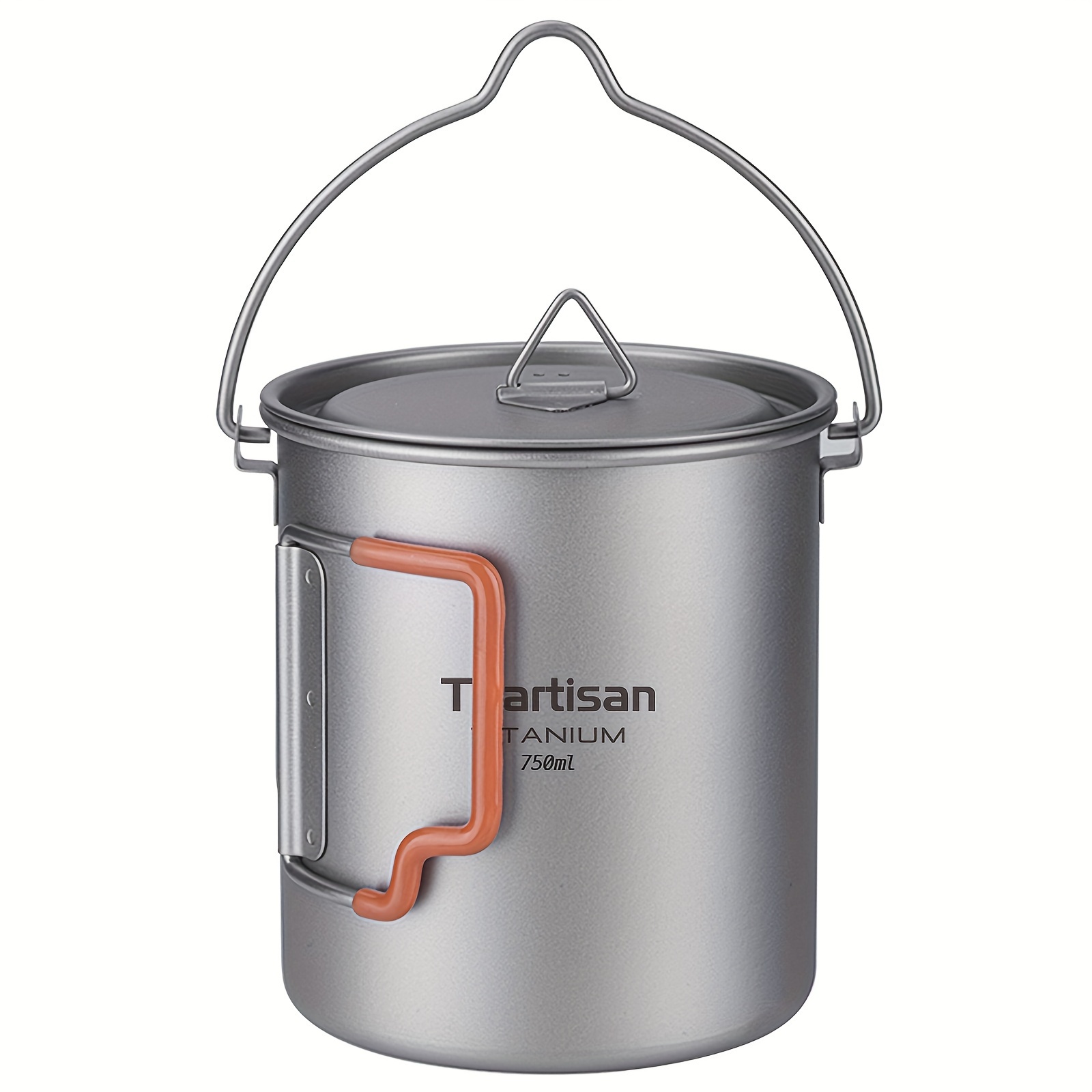 E-shop Outdoor-Camping-Wasserbecher aus reinem mit zusammenklappbarem Griff für Reisen Wandern, ultraleichte tragbare Kaffee-Trinktasse 450ml/750ml