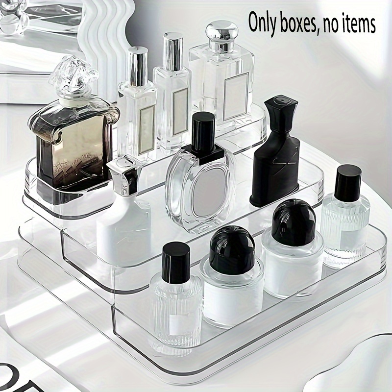 TEMU 3-tier Clear Acrylic Perfume And Cosmetic Organizer - Ideal For And Dressers, 30ml Refillable Bottles, Compact And Stylish Storage Solution