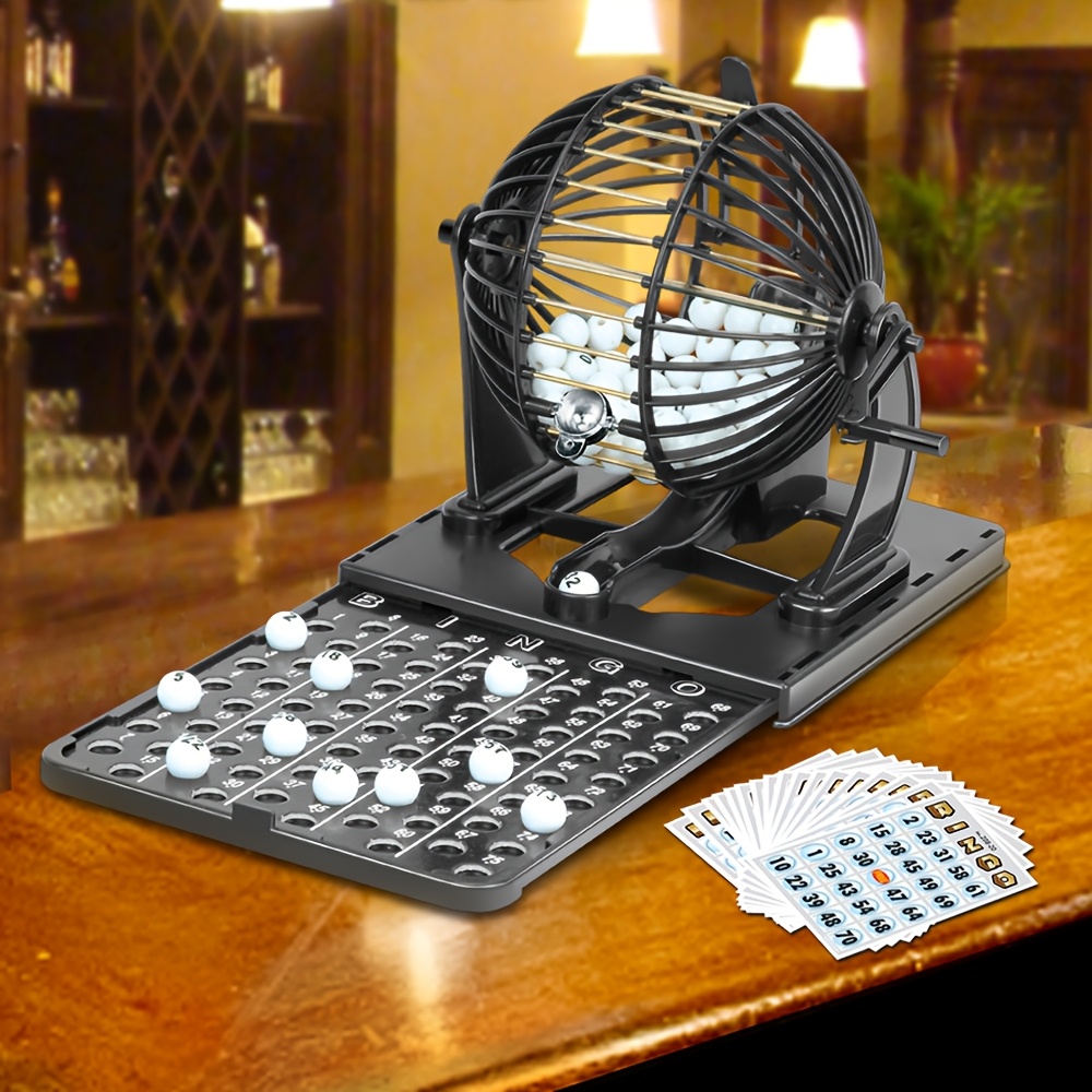 Bingo Equipment Set with Machine, Call Ball Pad, and 20 Cards