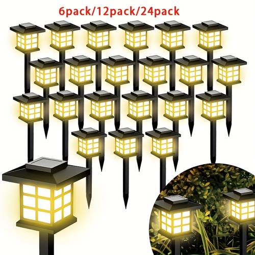 24 12 6 pcs of 6pcs of outdoor warm light solar charged outdoor landscape garden lights outdoor solar lights suitable for courtyards and decks