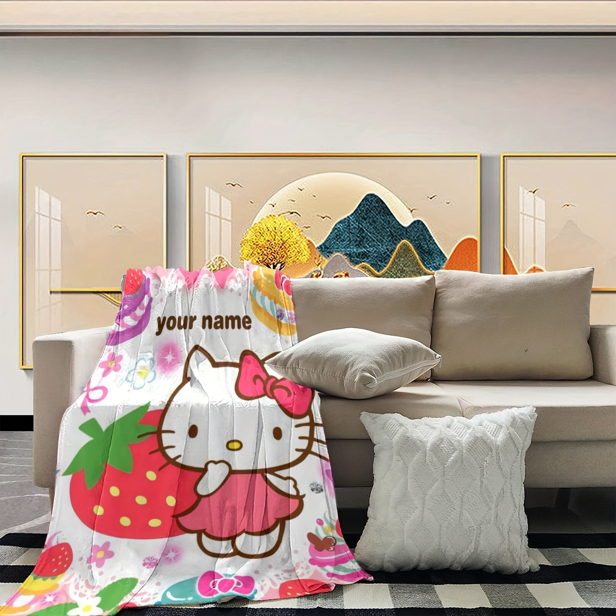 cute cartoon   text customized blanket warm and comfortable flannel blanket decorative blanket for room decoration gift blanket suitable for   details 1