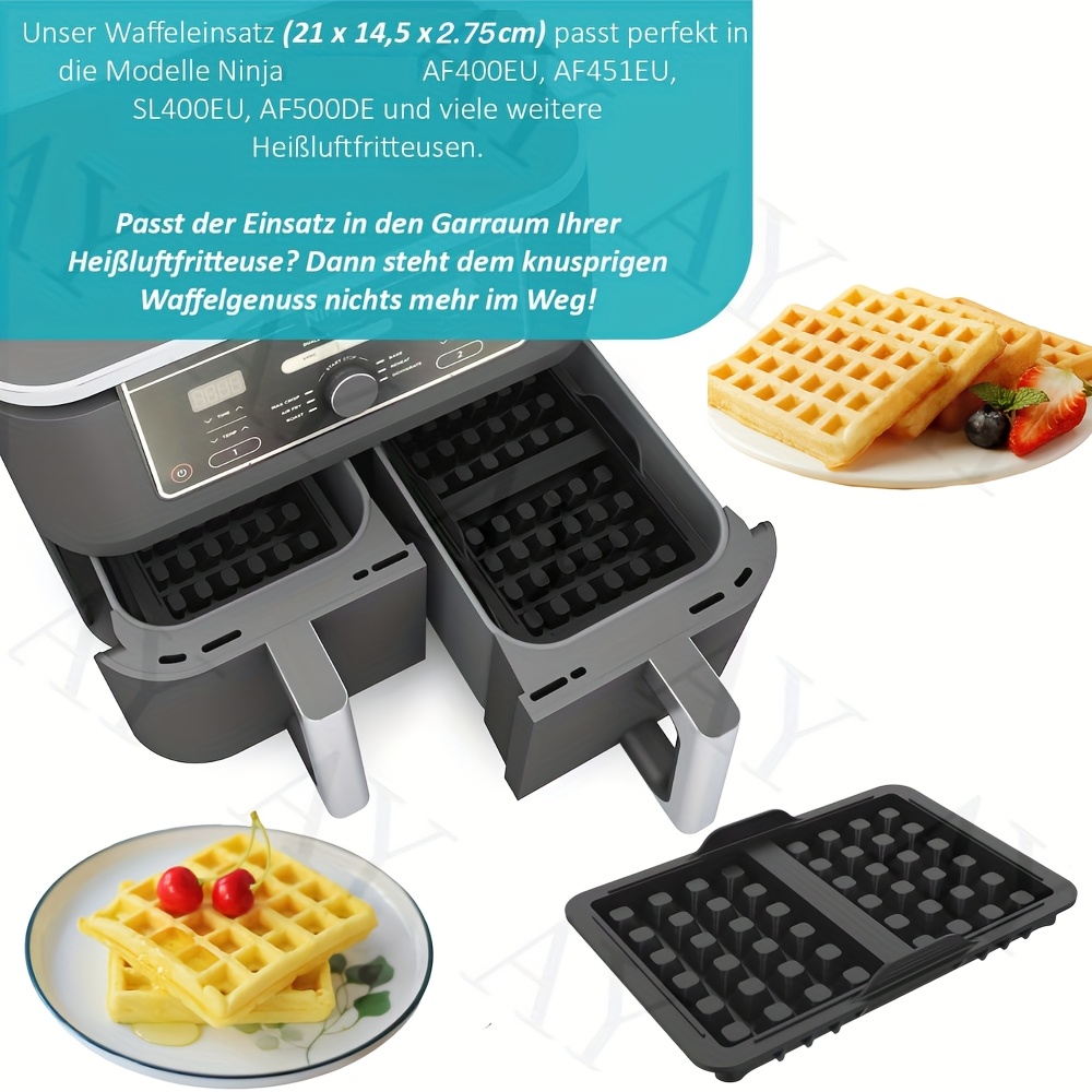 1/2pcs Air Fryer Silicone Liners Non-Stick Reusable Air Fryer Waffle Baking Pan Waffle Mold for Ninja AF400EU AF451EU SL400EU AF500DE Models and Many Other Air Fryers Accessories