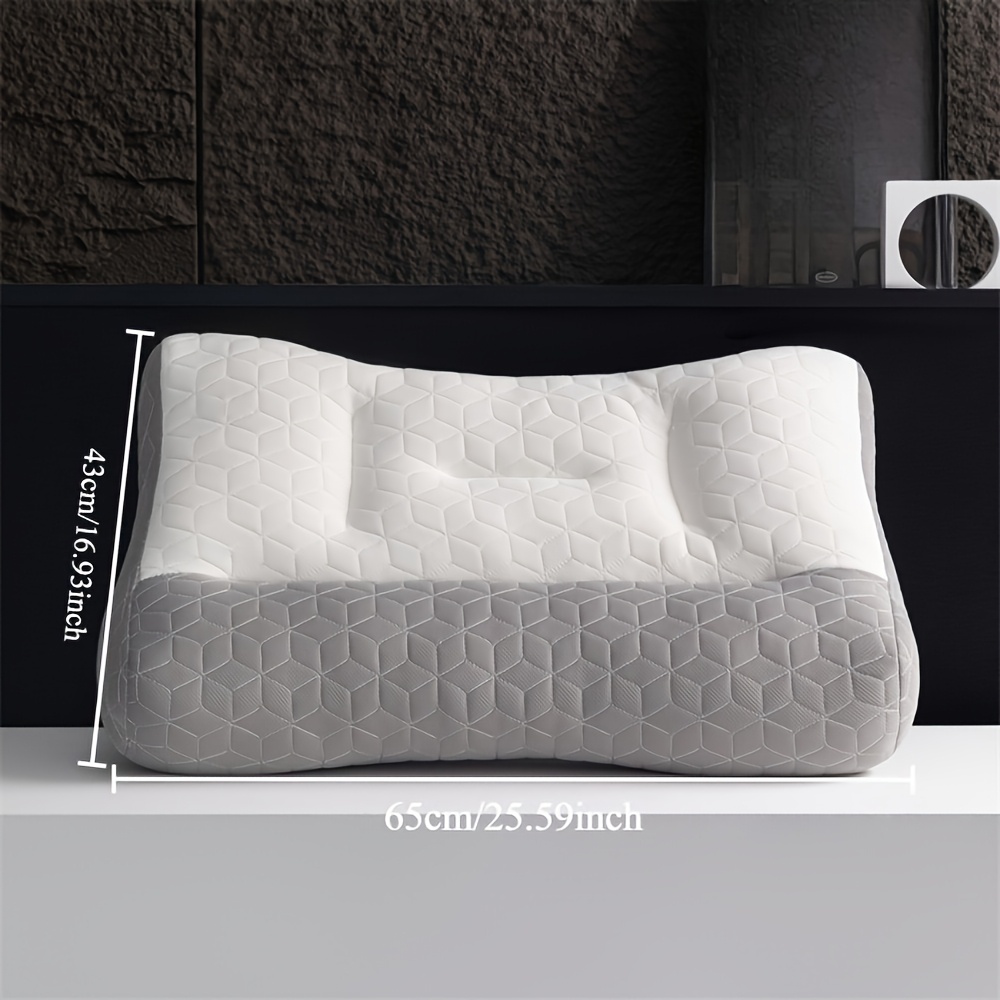 Ergonomic Deep Sleep Pillow for Sleep Apnea - Contoured Neck & Spine Support Pillow for Side/Back/Stomach Sleepers, 100% Polyester, Machine Washable, Modern Design (White), Side Sleeper Pillow, Snoring Reduction, Durable Fabric Cover, Breathable Material, Back Sufferers
