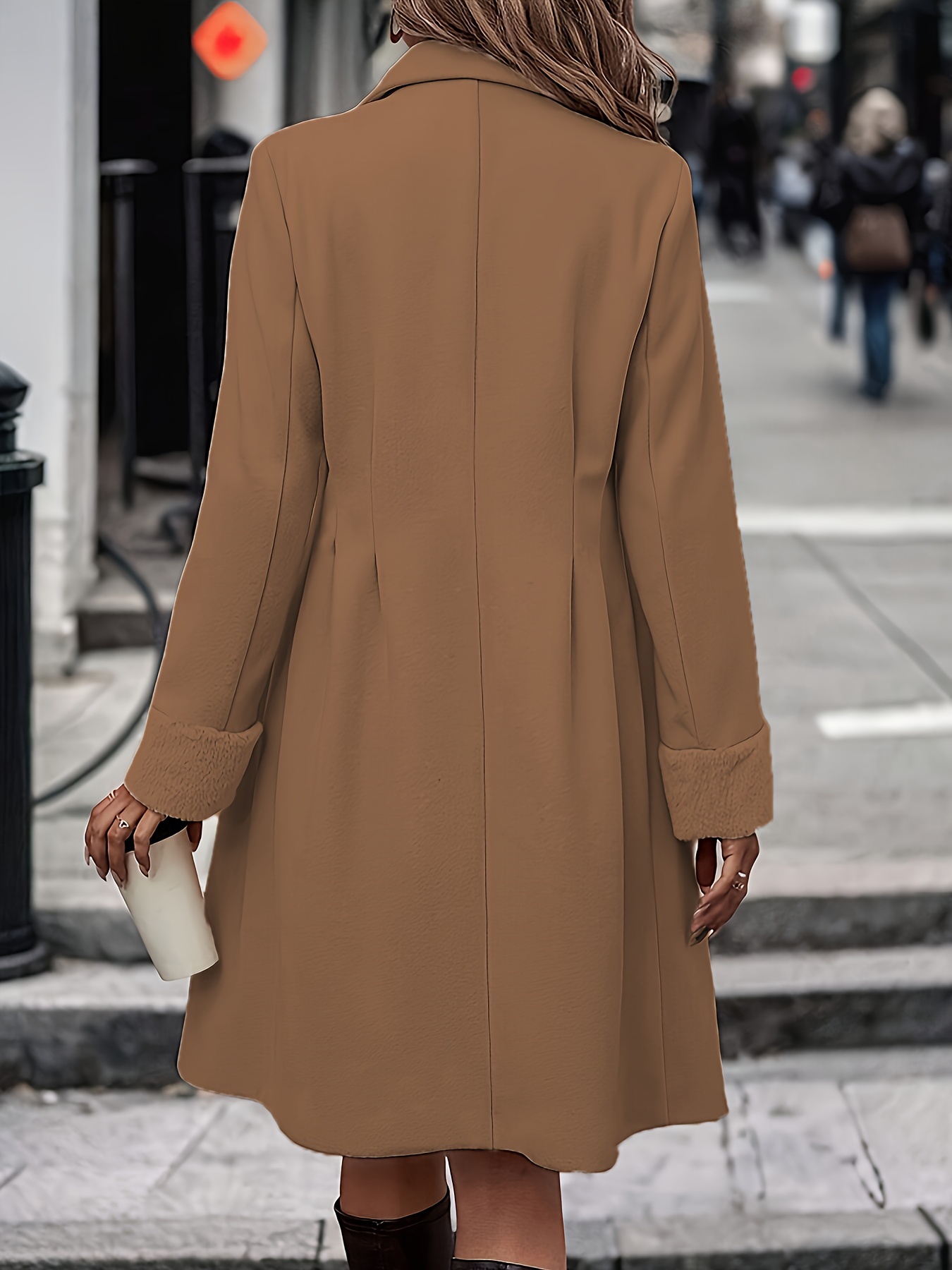 Women Double Breasted Winter Warm Long Jacket Trench Coat