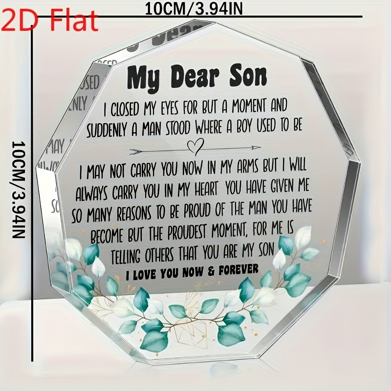 TEMU 2d Flat, 1pc Clear Acrylic Keepsake Decorative Plaque - Of You - Perfect Gift For Son From Mom Dad For Birthday, Wedding, Graduation,