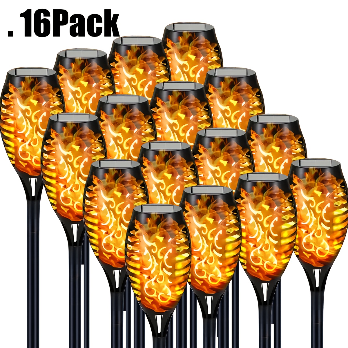 TEMU Outdoor Courtyard Solar Lamps, Solar Torch Lamps, Solar Post Lamps With Flickering Flames, 4v Voltage, Garden And Courtyard Walkway,