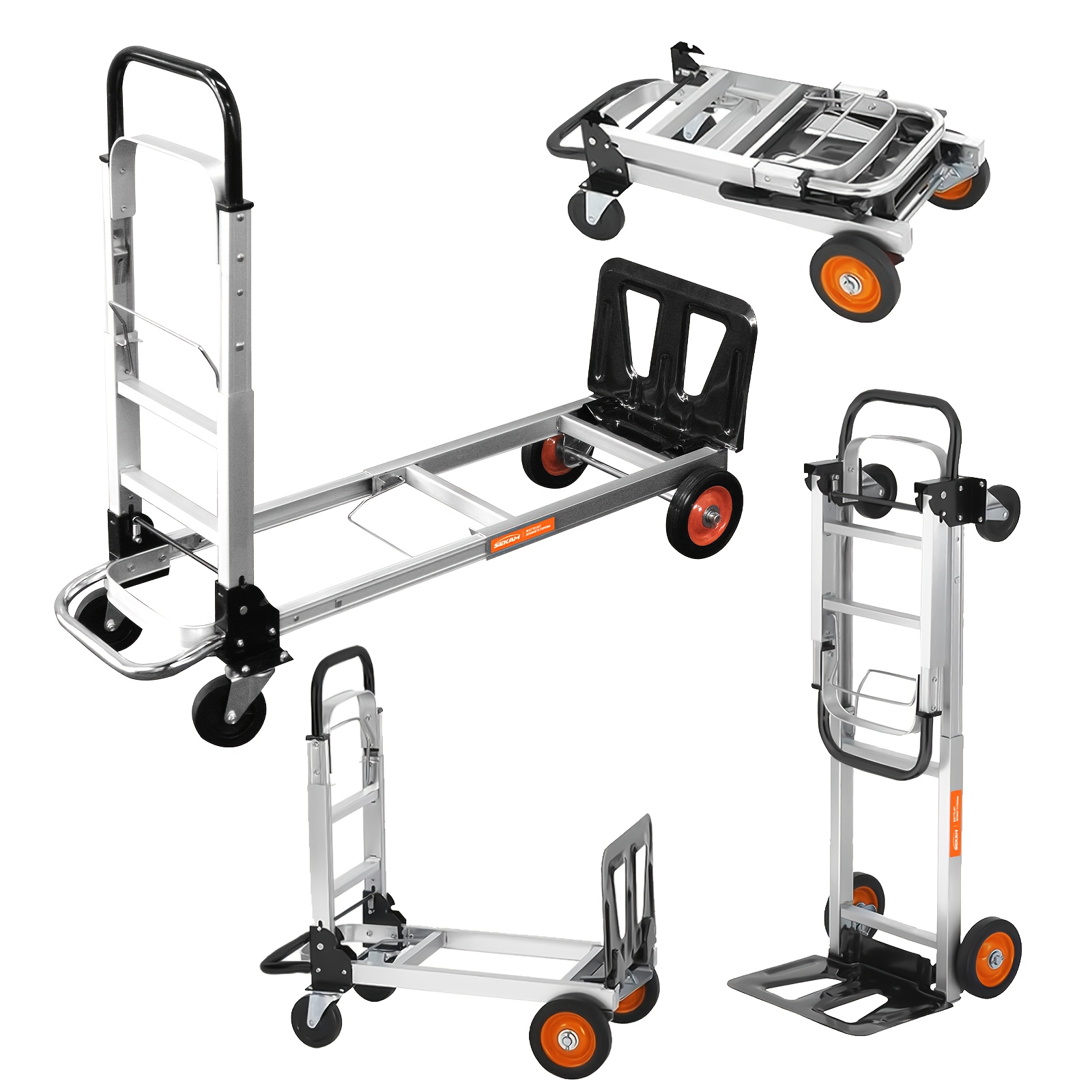 TEMU 650 Lbs Steel Folding Trolley Dual Capacity 400/600 Lbs, 2-in-1 Heavy-duty Build | Anti-slip Wheels And Reinforced Safety Pads | Foldable For ,