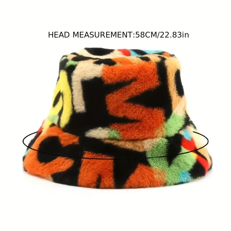 1pc womens plush bucket hat with ear flaps stylish letter print adjustable strap warm winter hat for outdoor activities gift christmas hat Product details 4