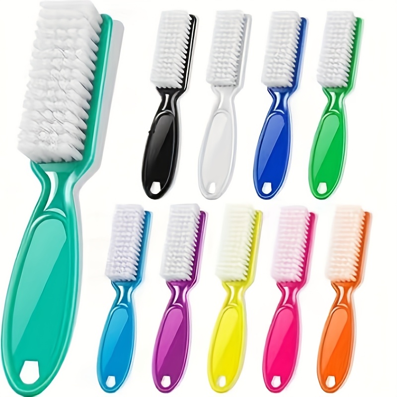 TEMU 10pcs Handle Grip Nail Brush Set, For Toes And Nails, Nail Brushes, Manicure Tools