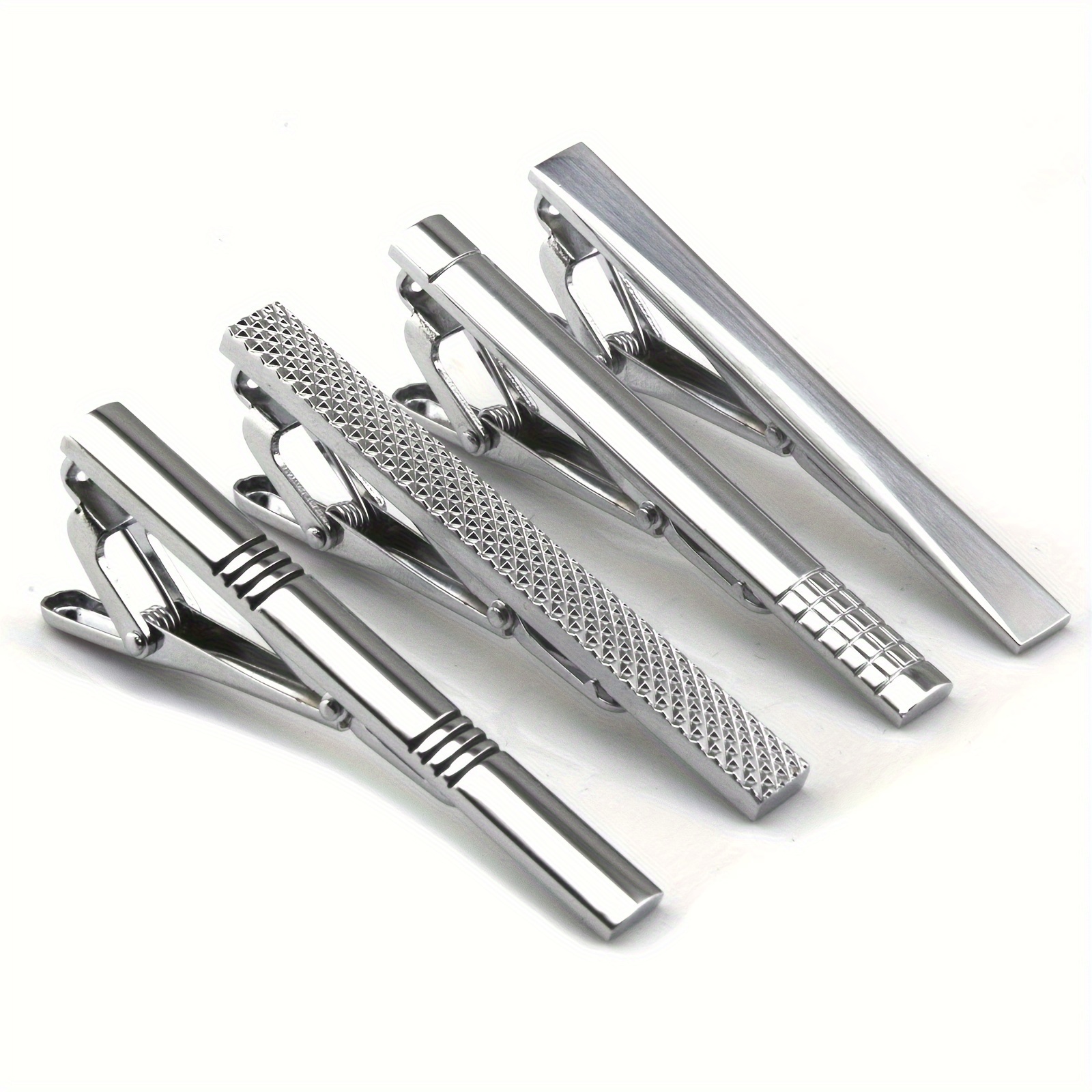 

4pcs Pins Tie Clips For Men Father's Day Gift Bar Pinch Clip Set Metal Clasps Business Professional Fashion Designs