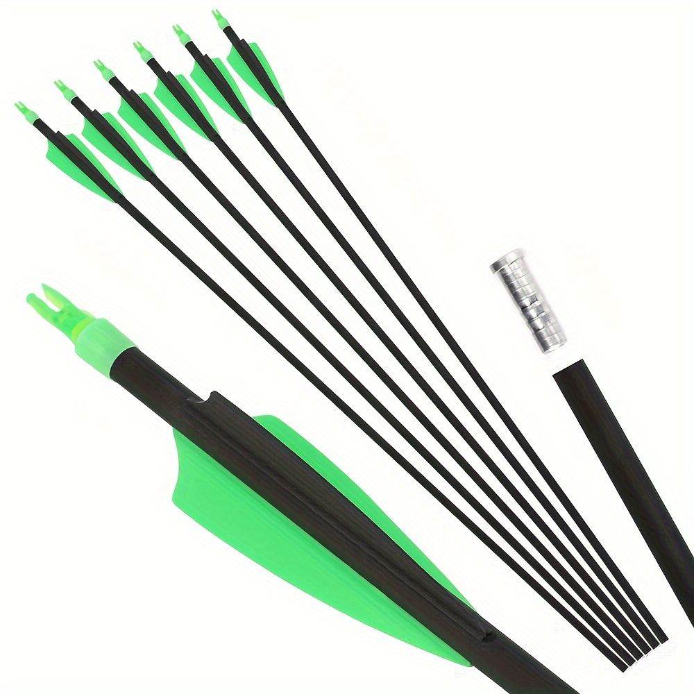 

12-pack High Strength Mixed Color Carbon Fiber Arrows With Rubber Feathers For Archery Range And Competitive Use, Universal Fit