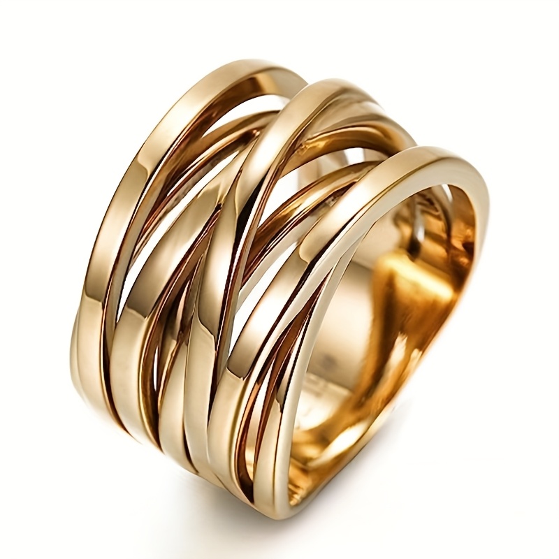 KC Golden Plated Copper Women's Band Ring Intertwine