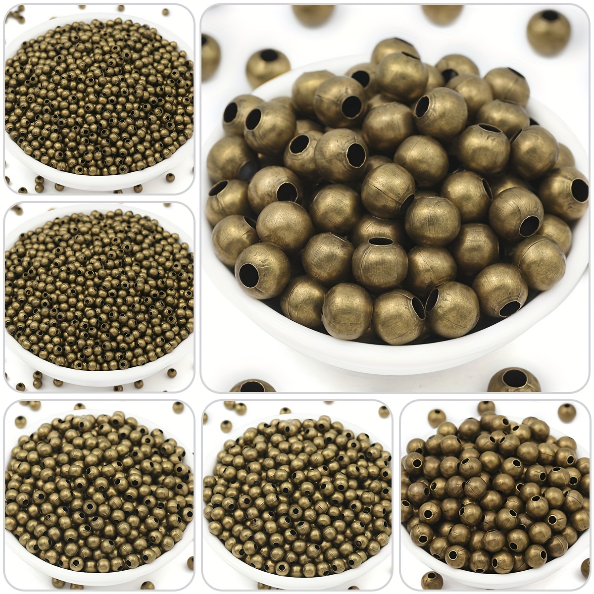 2 3 4 5 6 8 mm 97 197 397 997pcs bronze round beads with hole small vintage bronze colored metal beads suitable for diy making necklace bracelet hair crafting bead for style