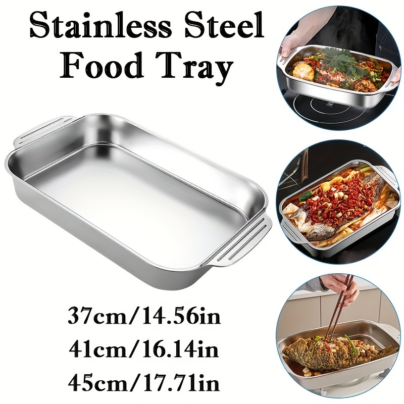 

1pc, Roasting Pan, Stainless Steel Baking Pan, Non-stick Grilling Trays, Oven Accessories, Baking Tools, Kitchen Gadgets, Kitchen Accessories