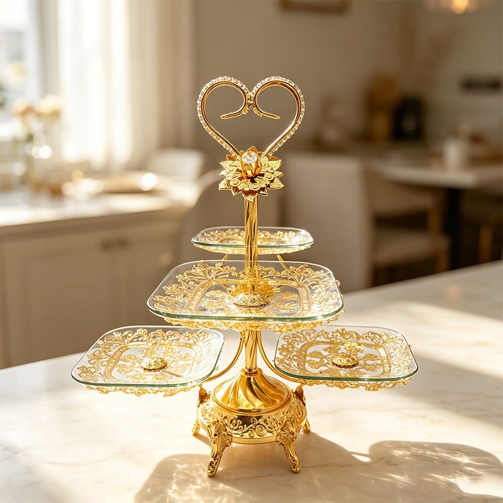 TEMU Luxury Multi-tier Display Stand With - Elegant Shelves Suitable For, Wedding Centerpieces, Serving Trays, Tabletop Display Rack For Desserts,