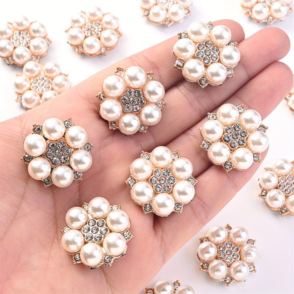 

10pcs 20mm Rhinestone Flower Buttons, Elegant Embellishments For Diy Crafts Fashionable Hair Decors, Sewing Accessories
