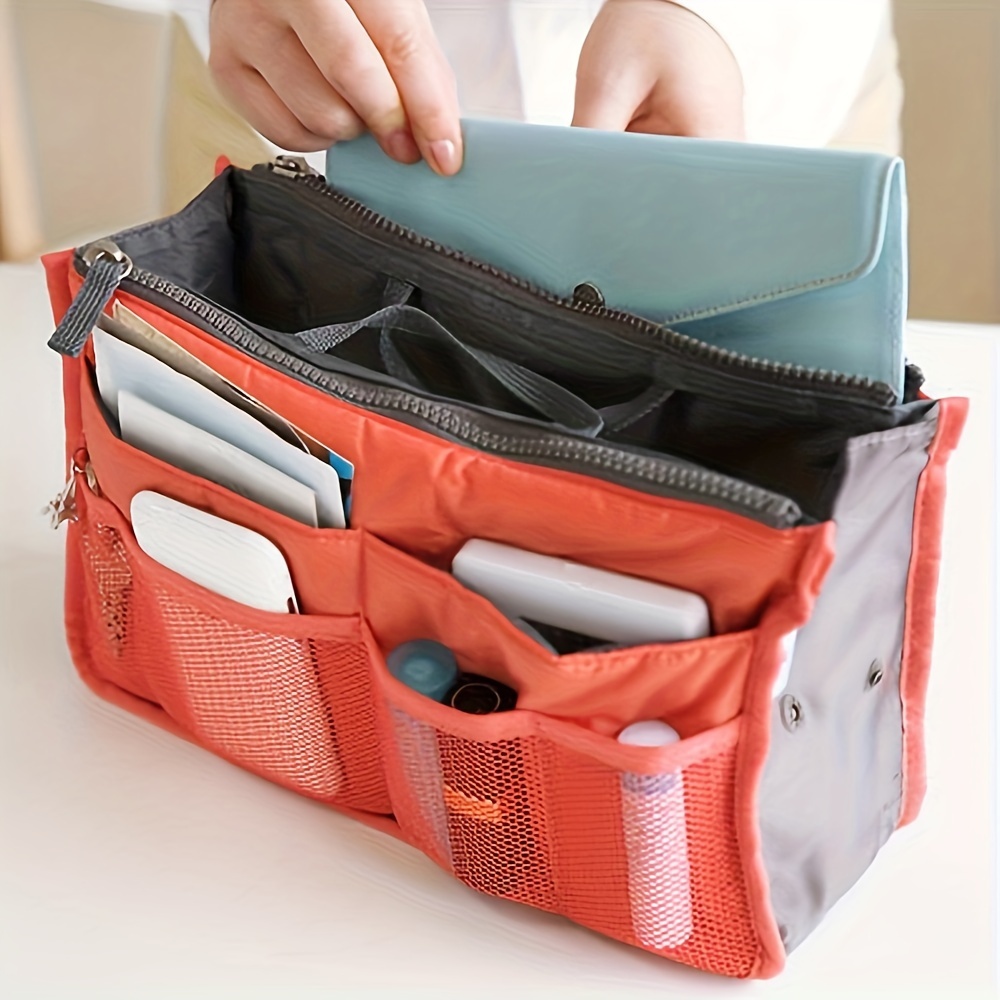 

Multi-functional Large Capacity Organizer Bag With Double Zipper, Polyester Hand Washable Travel Toiletry Bag With Hollow Details, Foldable And Lightweight With Double Handle