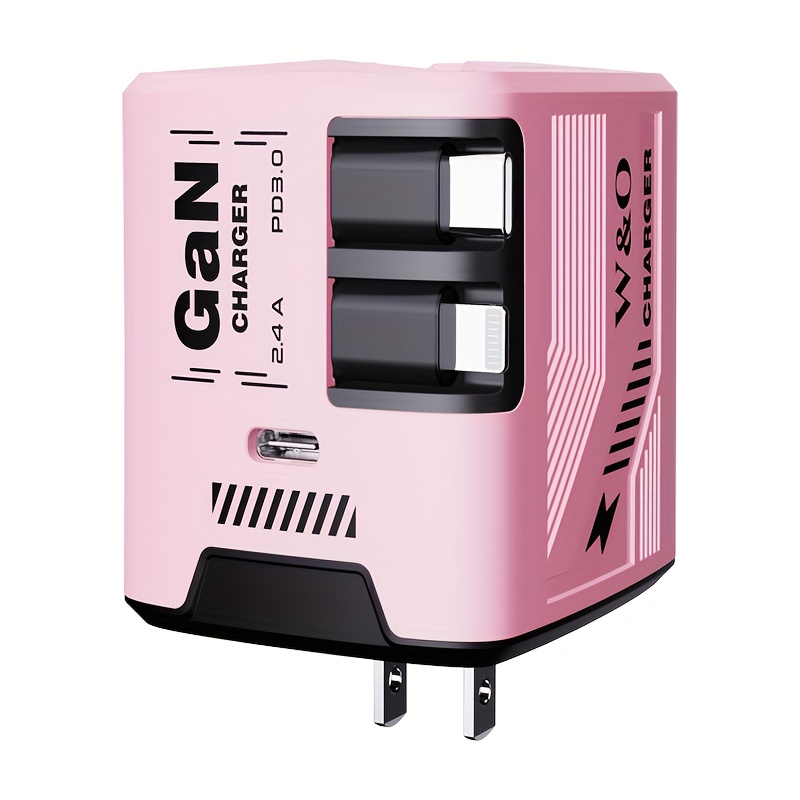 TEMU 3 In 1 120w Protable Gan Fast Charger With Retractable Cable _foldable Plug, With 47inch/120cm Portable Retractable Charging Plug, With Type C
