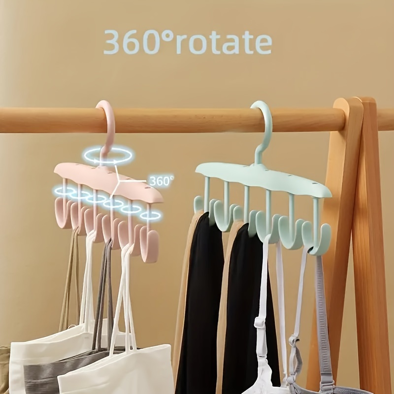 

1pc Multifunctional Plastic Hangers, 360-degree Rotatable Hooks, Space-saving Underwear & Vest Organizer, Wall-mounted Storage For Closet, Ideal For Home Organization