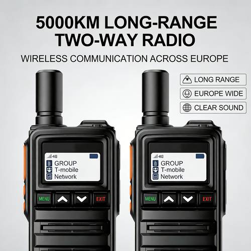 two way intercom with a range of 5000 kilometers seamlessly connecting via 2g a sim card with no monthly it features smart noise reduction making it an ideal communication tool for camping festivals