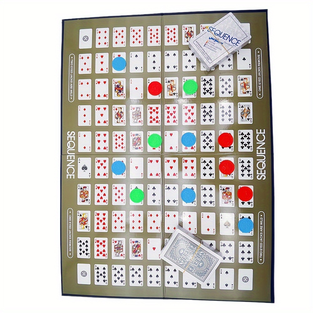SEQUENCE Strategy Board Game - Card Stock Material, Includes Cards & Chips, Arabic Edition, 10.2x8x2.2 inches - Family Fun & Brain Challenge